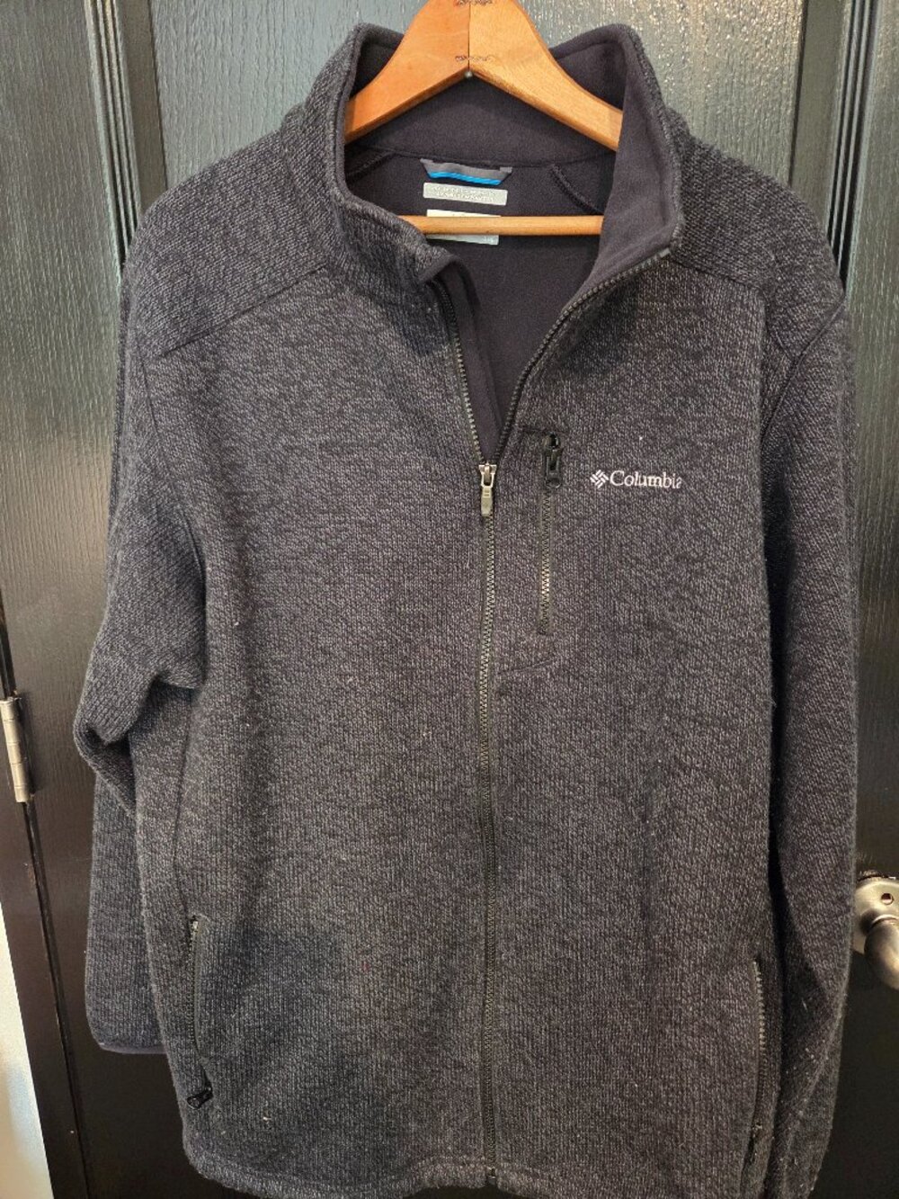 Columbia Men's Full Zip Jacket w/ Pockets Black Size L Outdoor Hiking